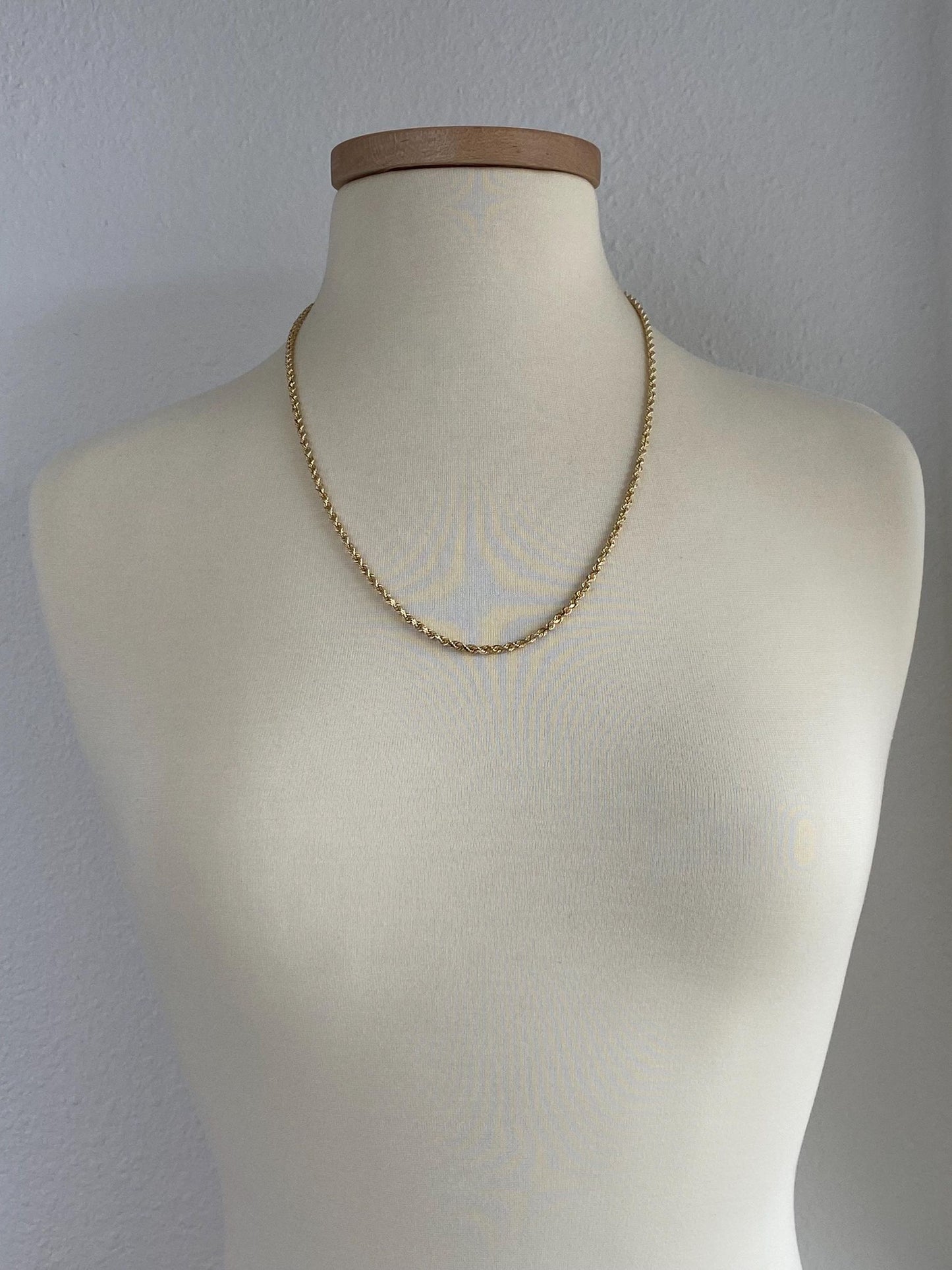 Vintage Solid 14k Yellow Gold Rope Chain Necklace - 24 inches