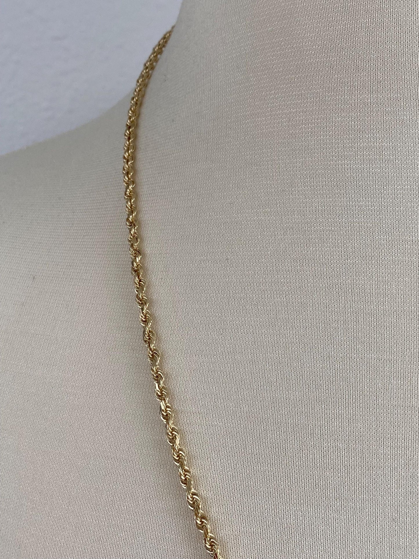 Vintage Solid 14k Yellow Gold Rope Chain Necklace - 24 inches
