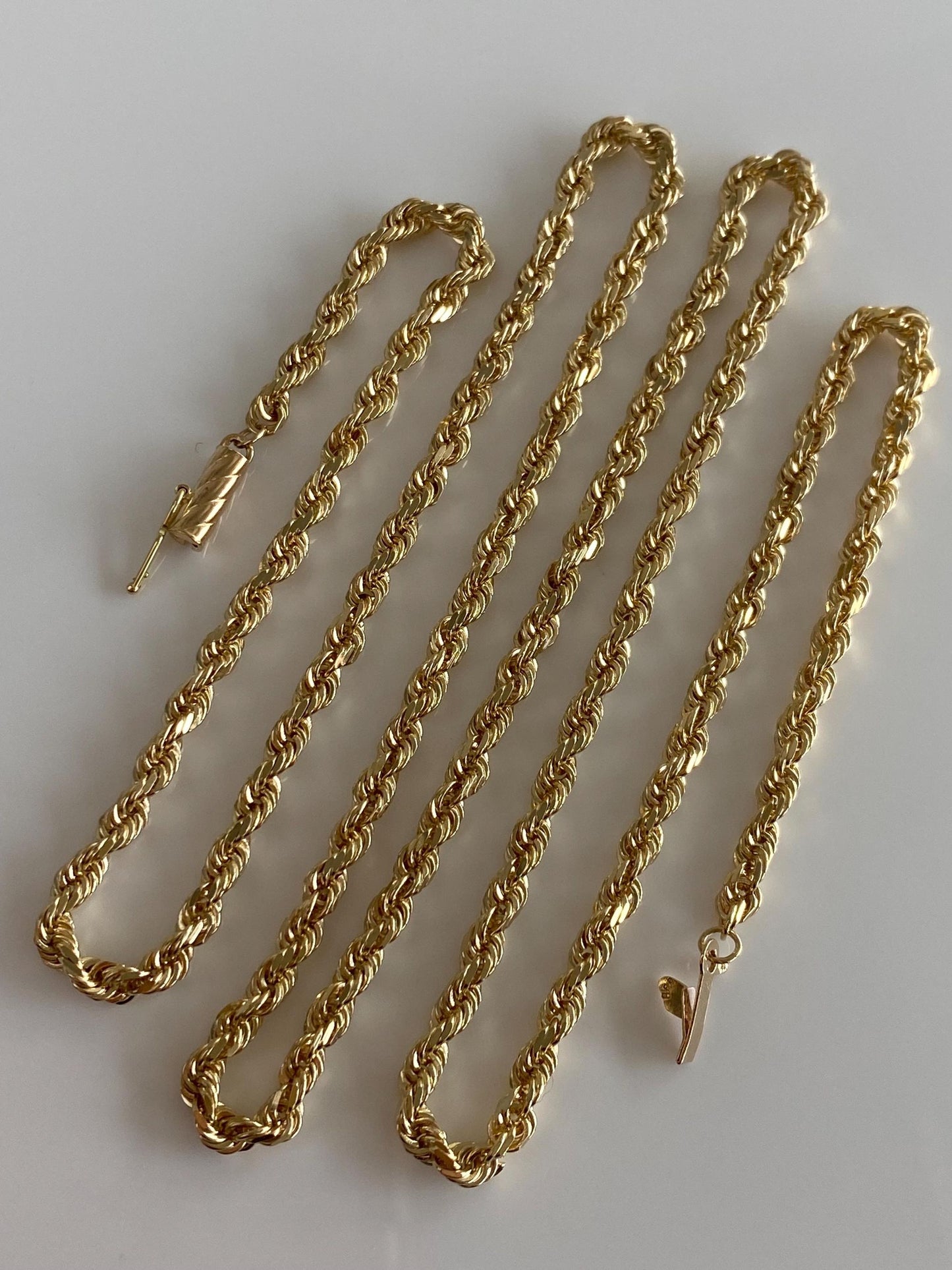 Vintage Solid 14k Yellow Gold Rope Chain Necklace - 24 inches