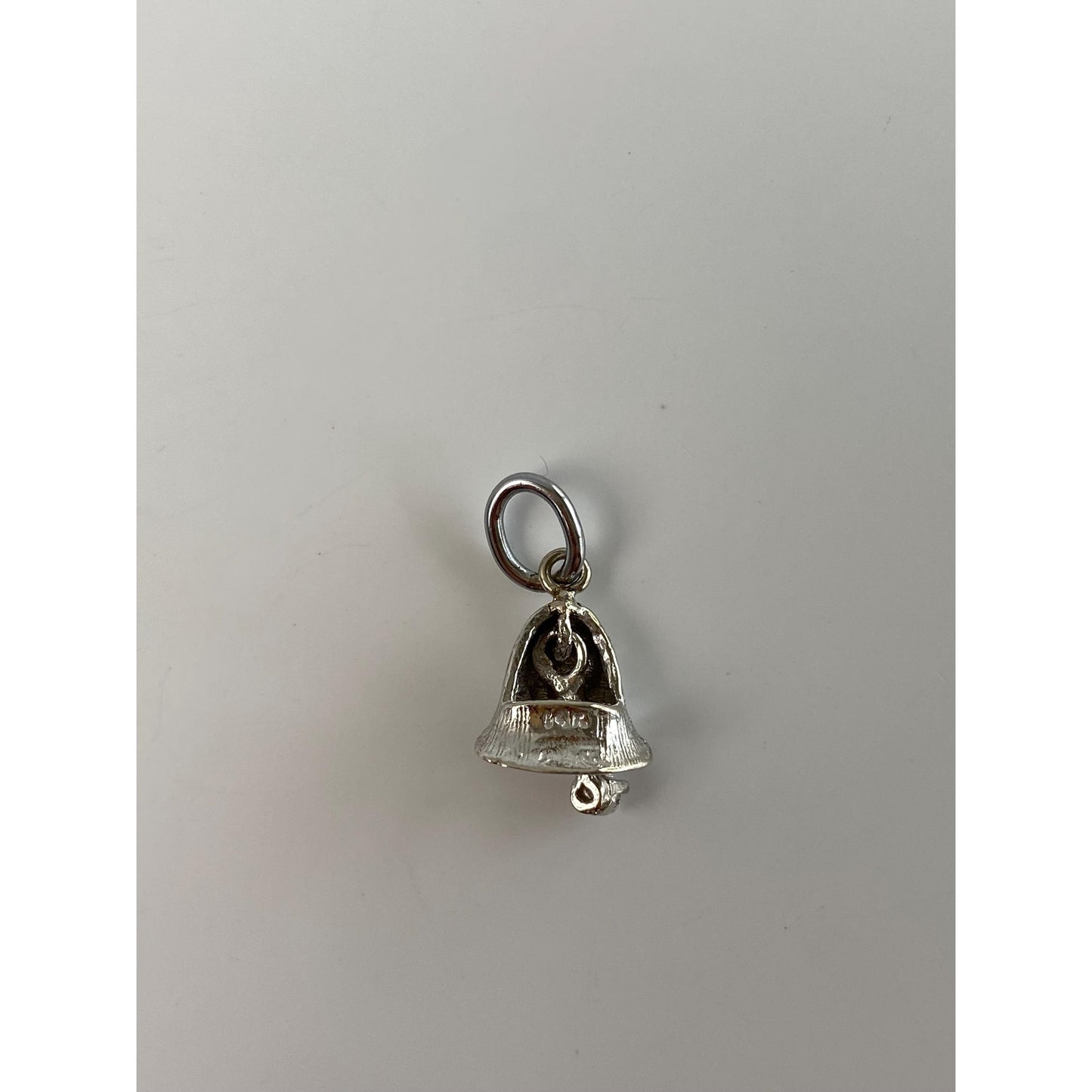 Vintage Solid 14k White Gold Clear Sapphire Bell Charm