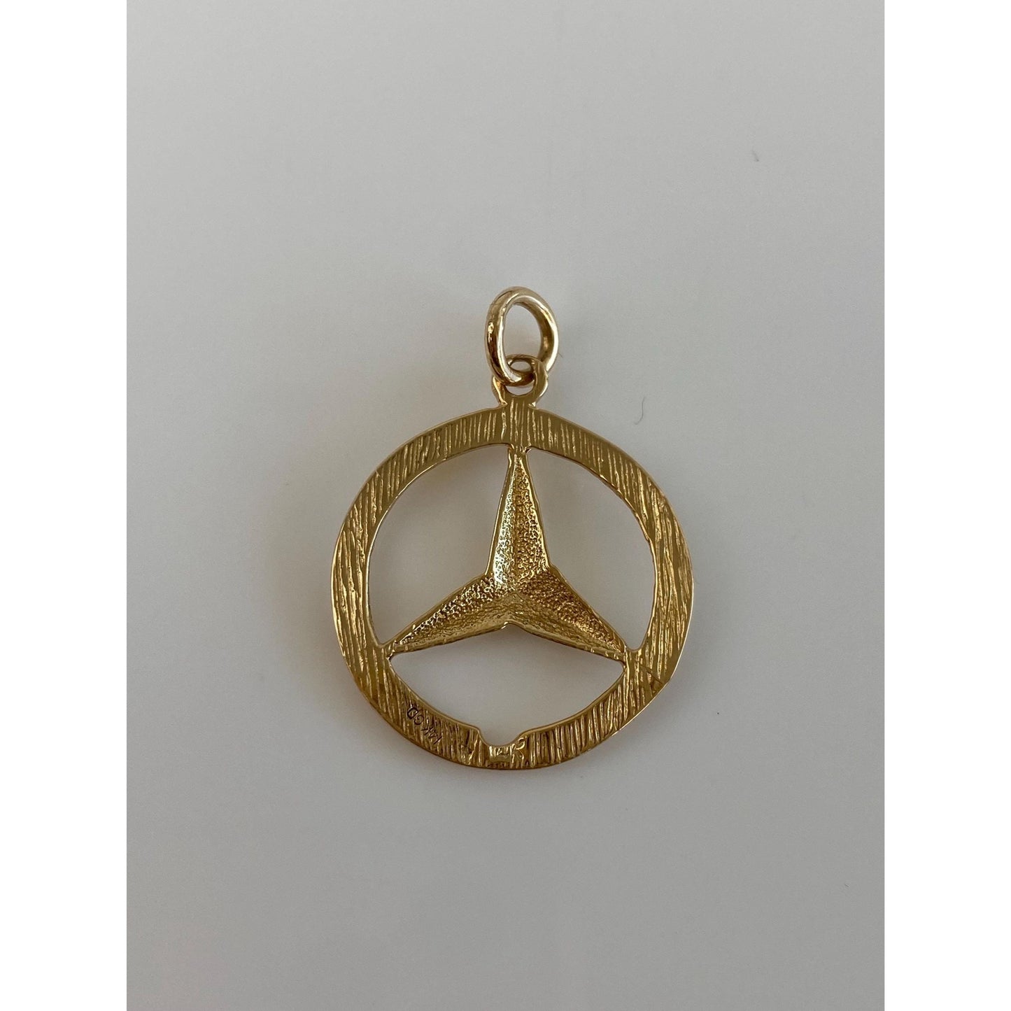 Solid 14k Yellow Gold Diamond Cut Mercedes Charm