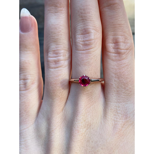 Vintage Solid 10k Rosey Gold Pink Cubic Zirconia Ring - Size 7.75