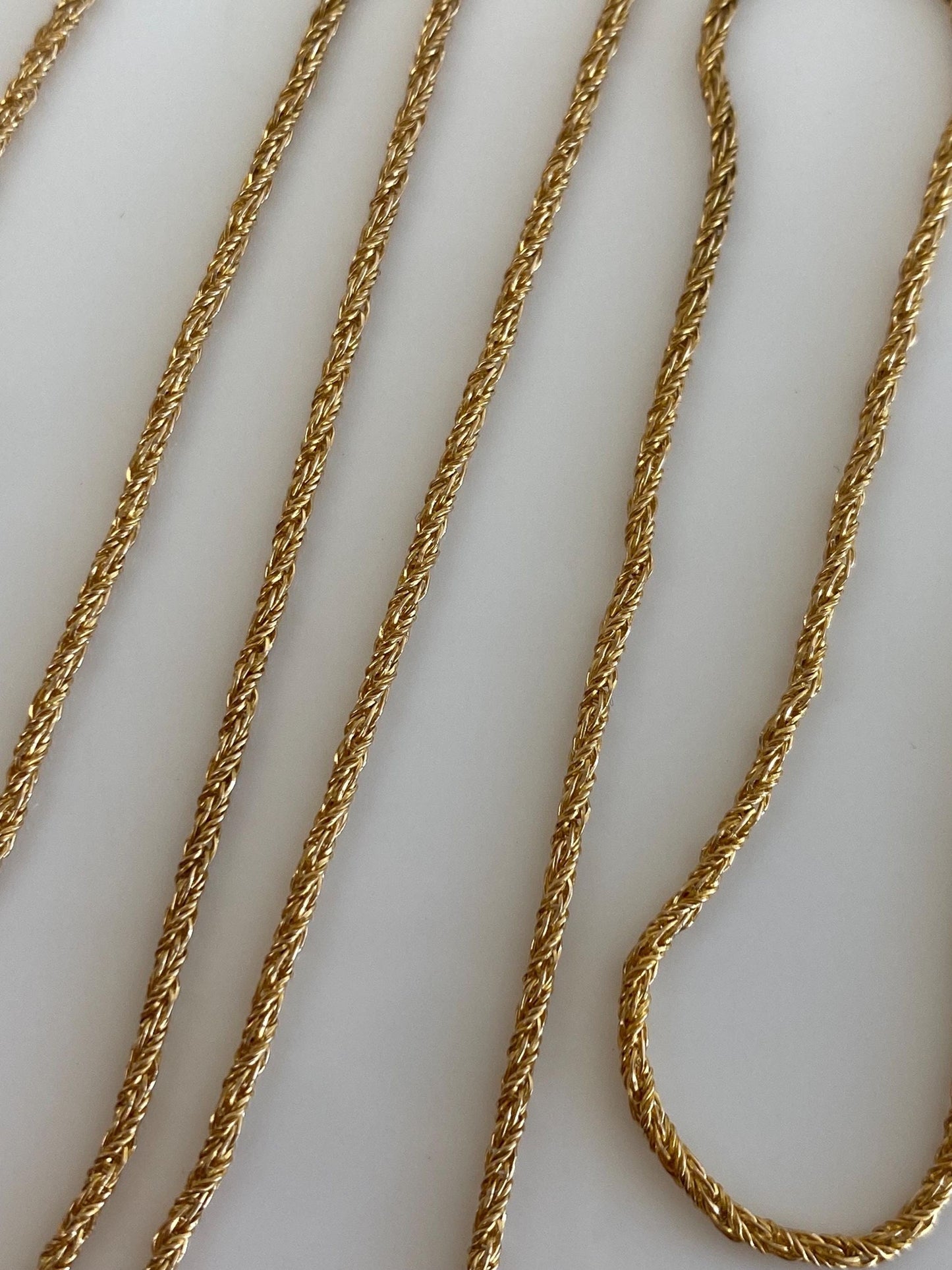 Vintage Solid 14k Yellow Gold Twist Chain Necklace - 22 inches