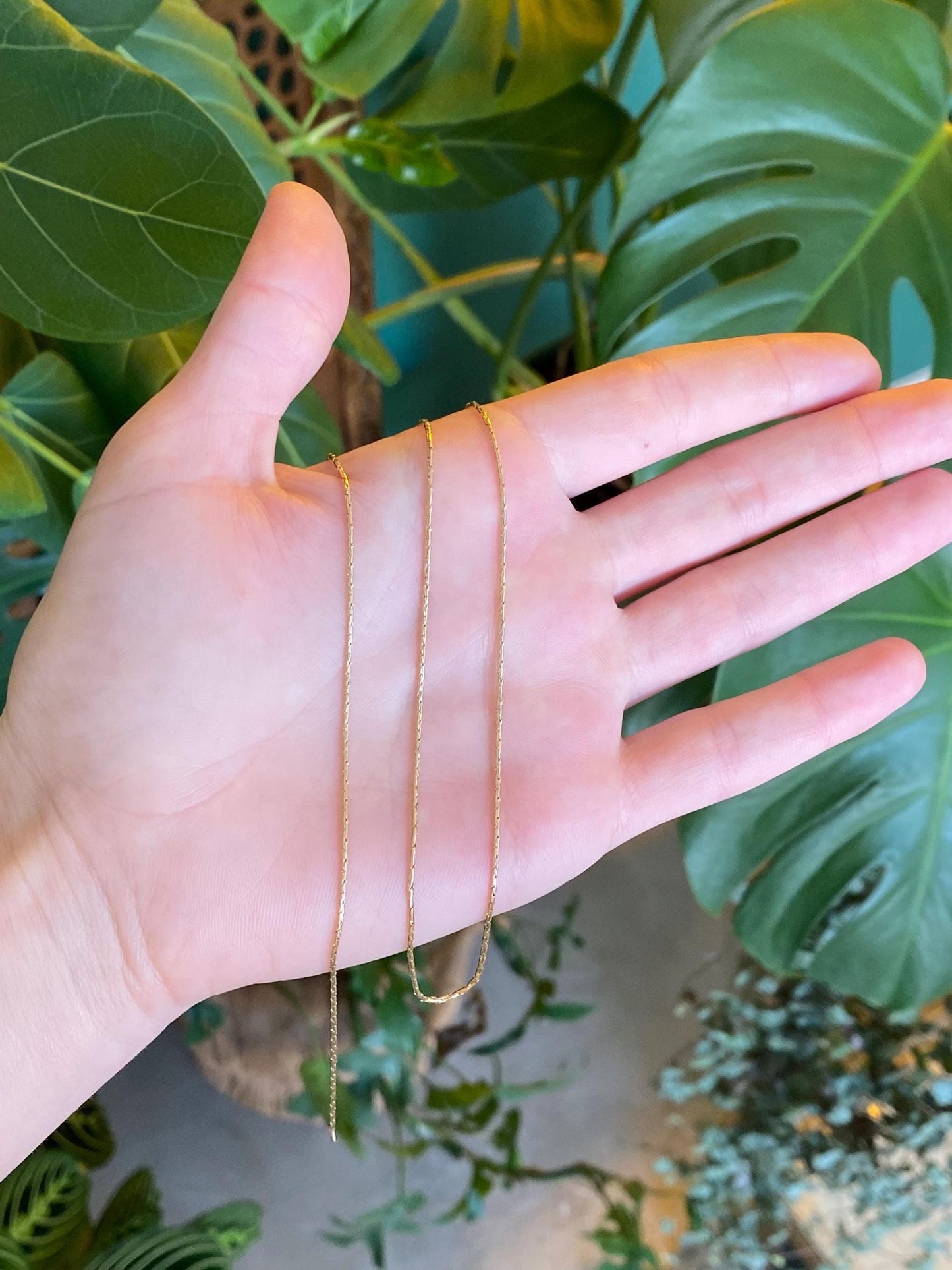 Vintage Solid 14k Yellow Gold Triangle Snake Chain Necklace - 18.5 inches