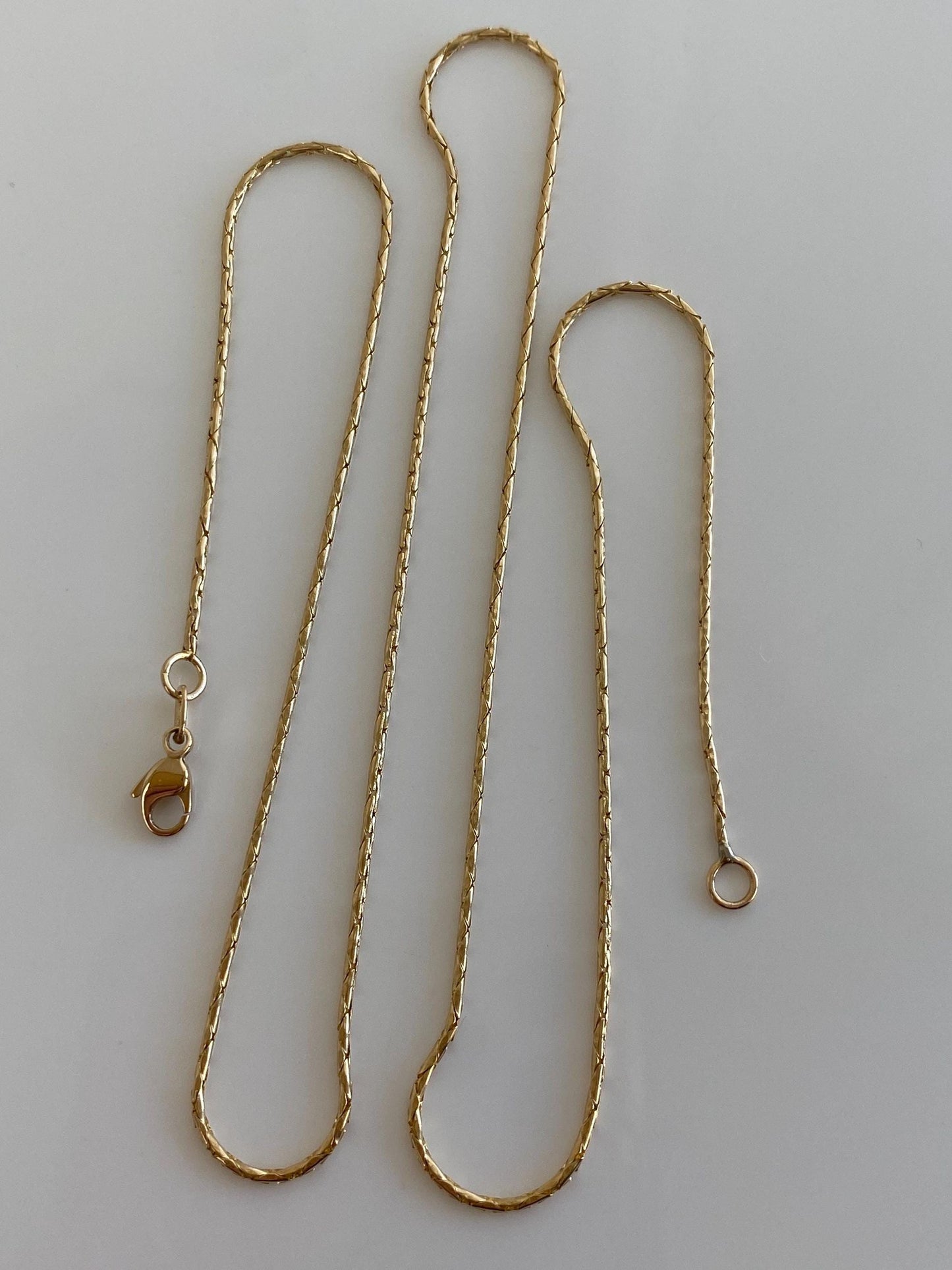 Vintage Solid 14k Yellow Gold Triangle Snake Chain Necklace - 18.5 inches