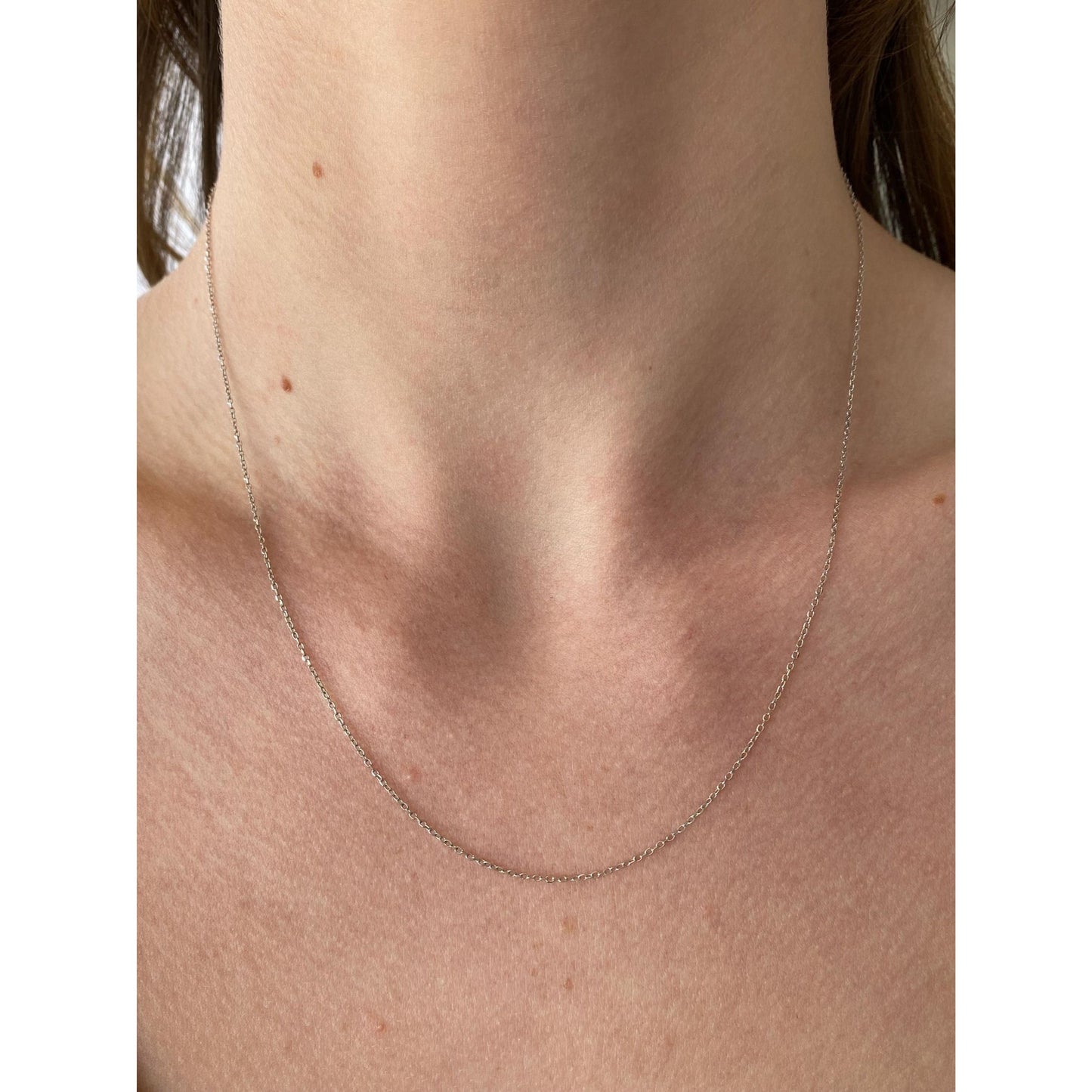 Vintage Solid 10k White Gold Cable Chain Necklace - 18 inches