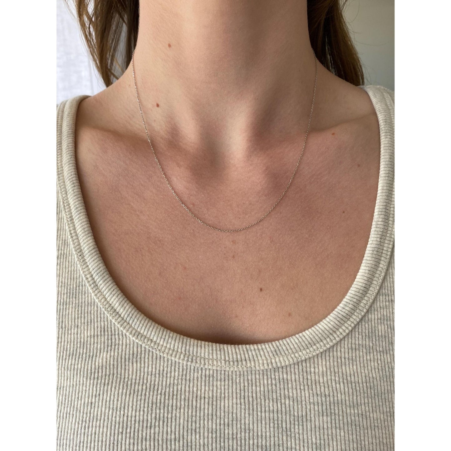 Vintage Solid 10k White Gold Cable Chain Necklace - 18 inches