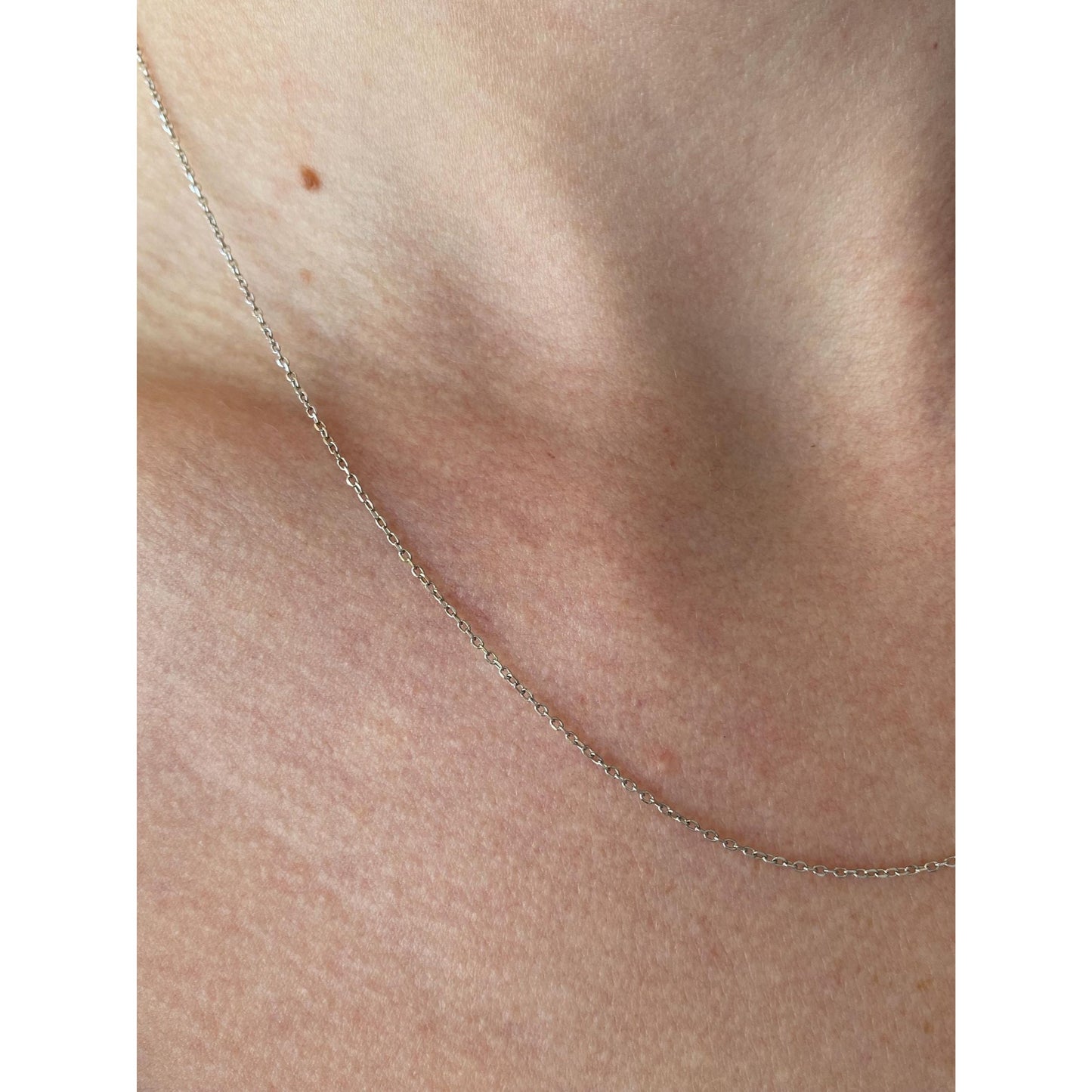 Vintage Solid 10k White Gold Cable Chain Necklace - 18 inches