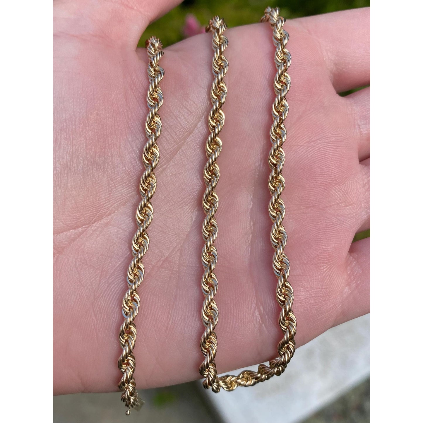 Vintage Solid 14k Yellow Gold Rope Chain Necklace - 15.5 inches