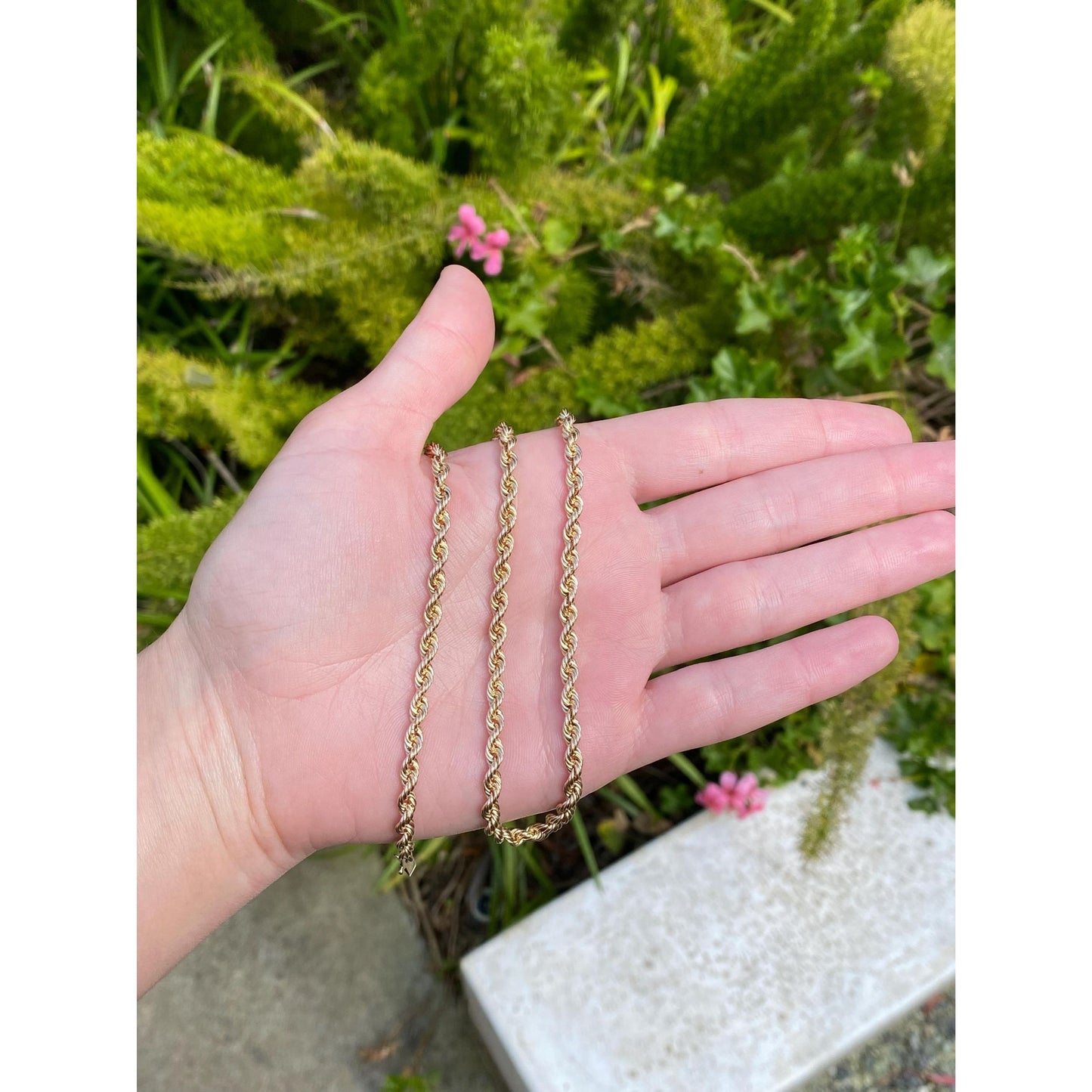 Vintage Solid 14k Yellow Gold Rope Chain Necklace - 15.5 inches