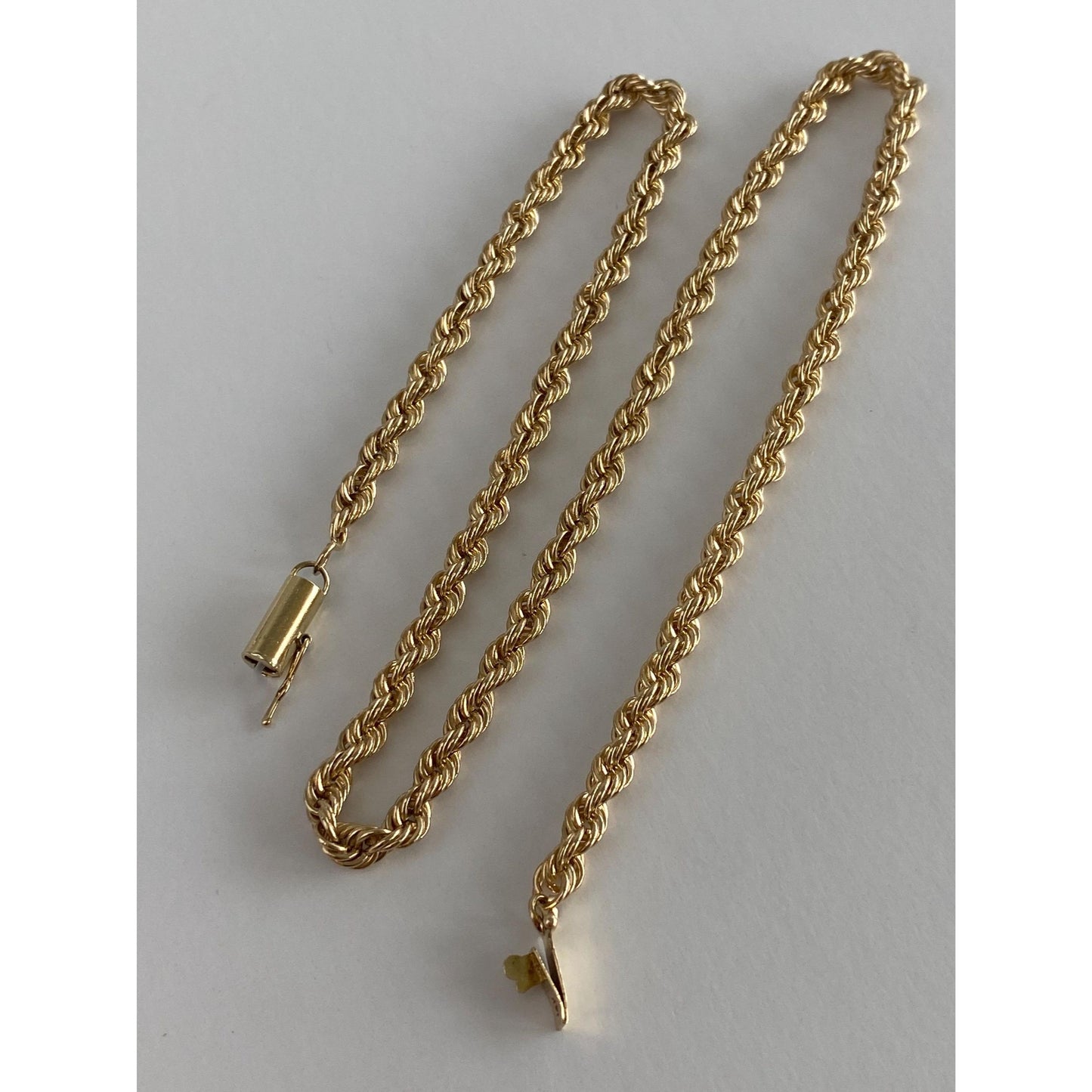 Vintage Solid 14k Yellow Gold Rope Chain Necklace - 15.5 inches