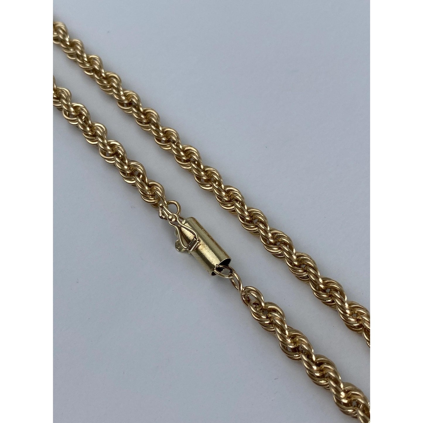 Vintage Solid 14k Yellow Gold Rope Chain Necklace - 15.5 inches