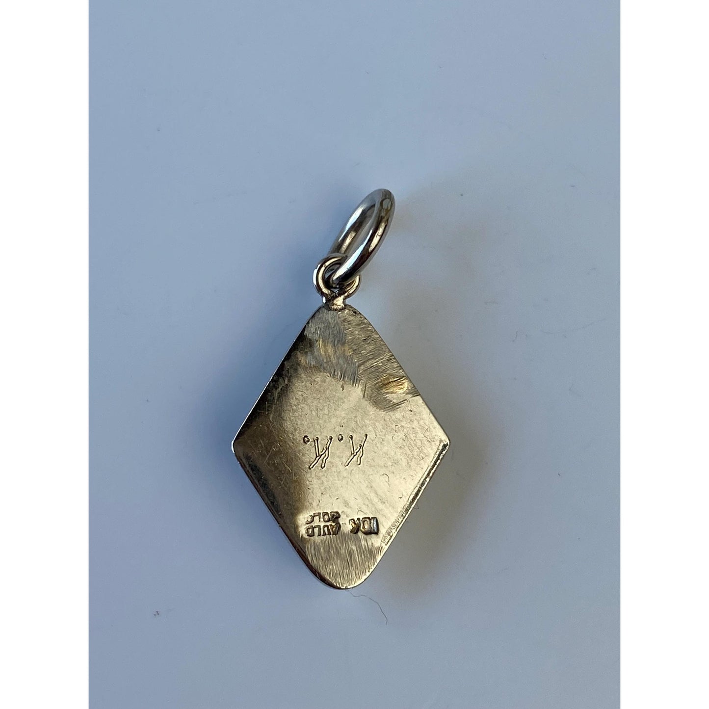 Vintage Solid 10k White & Yellow Gold Black Enamel 1925 Charm