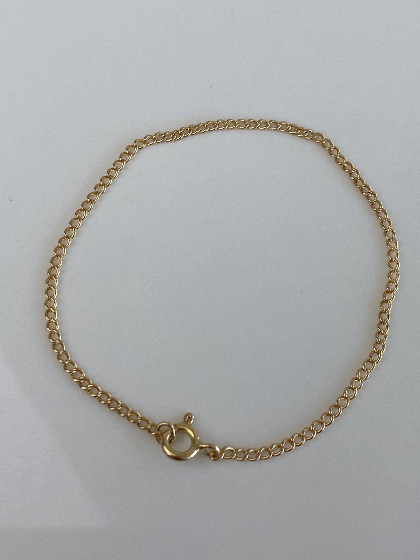 Vintage Solid 14k Yellow Gold Curb Chain Bracelet - 7 inches