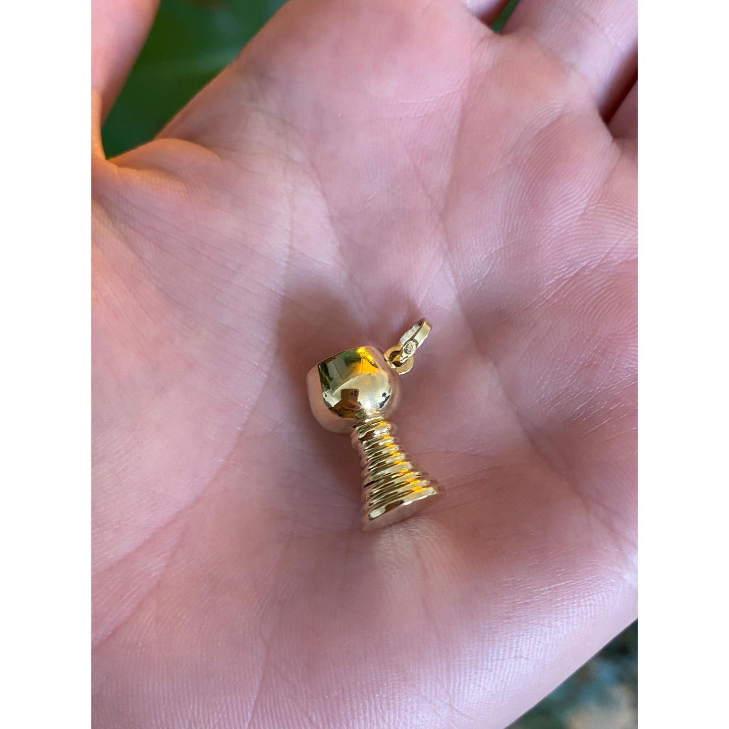 Vintage Solid 14k Yellow Gold Chalise Glass Vessel Charm