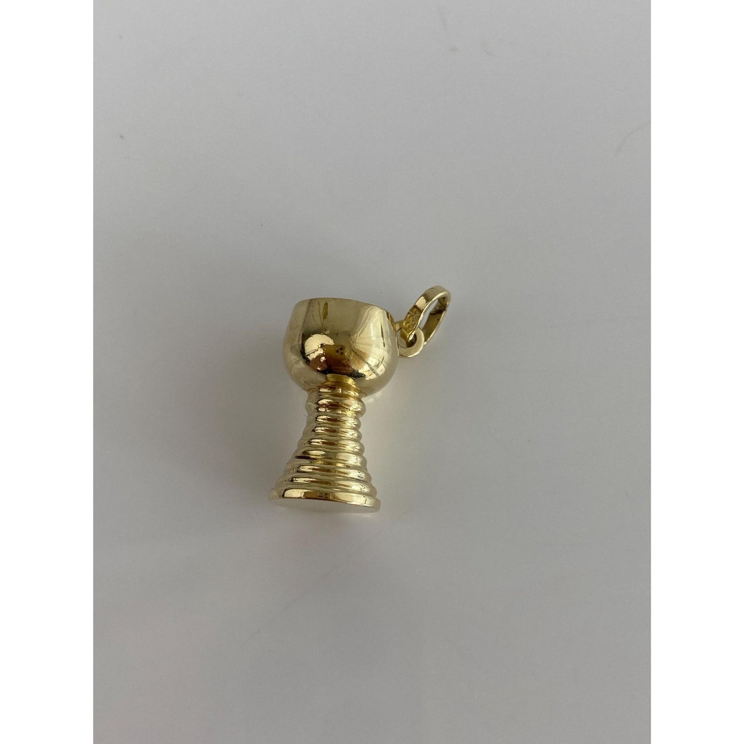 Vintage Solid 14k Yellow Gold Chalise Glass Vessel Charm