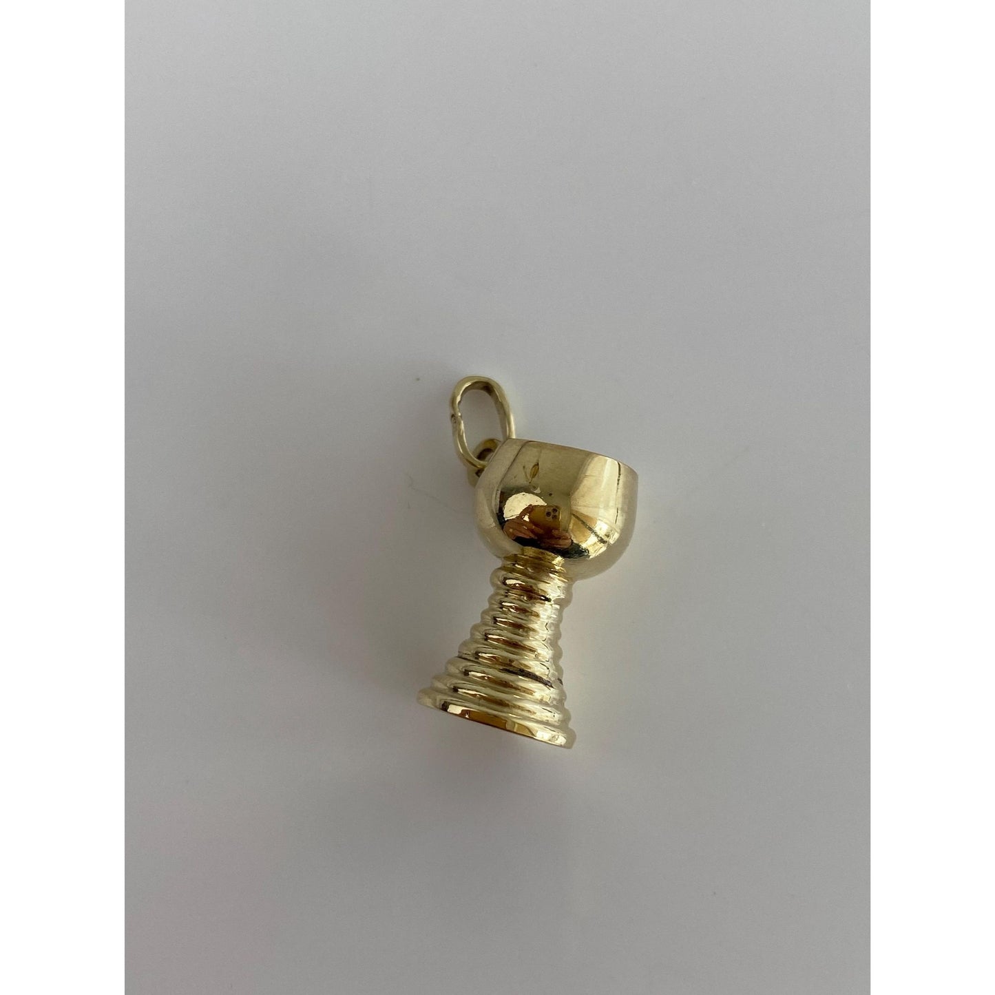 Vintage Solid 14k Yellow Gold Chalise Glass Vessel Charm