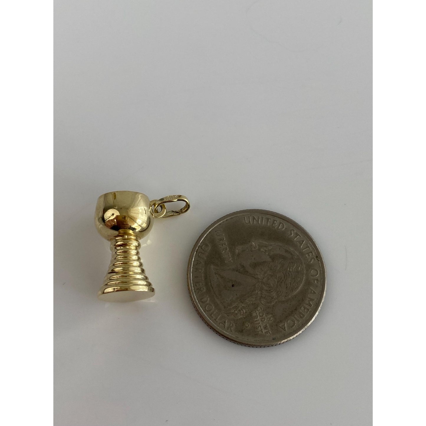 Vintage Solid 14k Yellow Gold Chalise Glass Vessel Charm