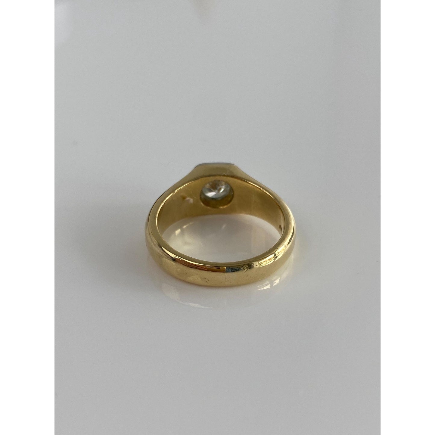 Vintage Solid 18k White & Yellow Gold 0.5 Carat Diamond Signet Ring - Size 7.25