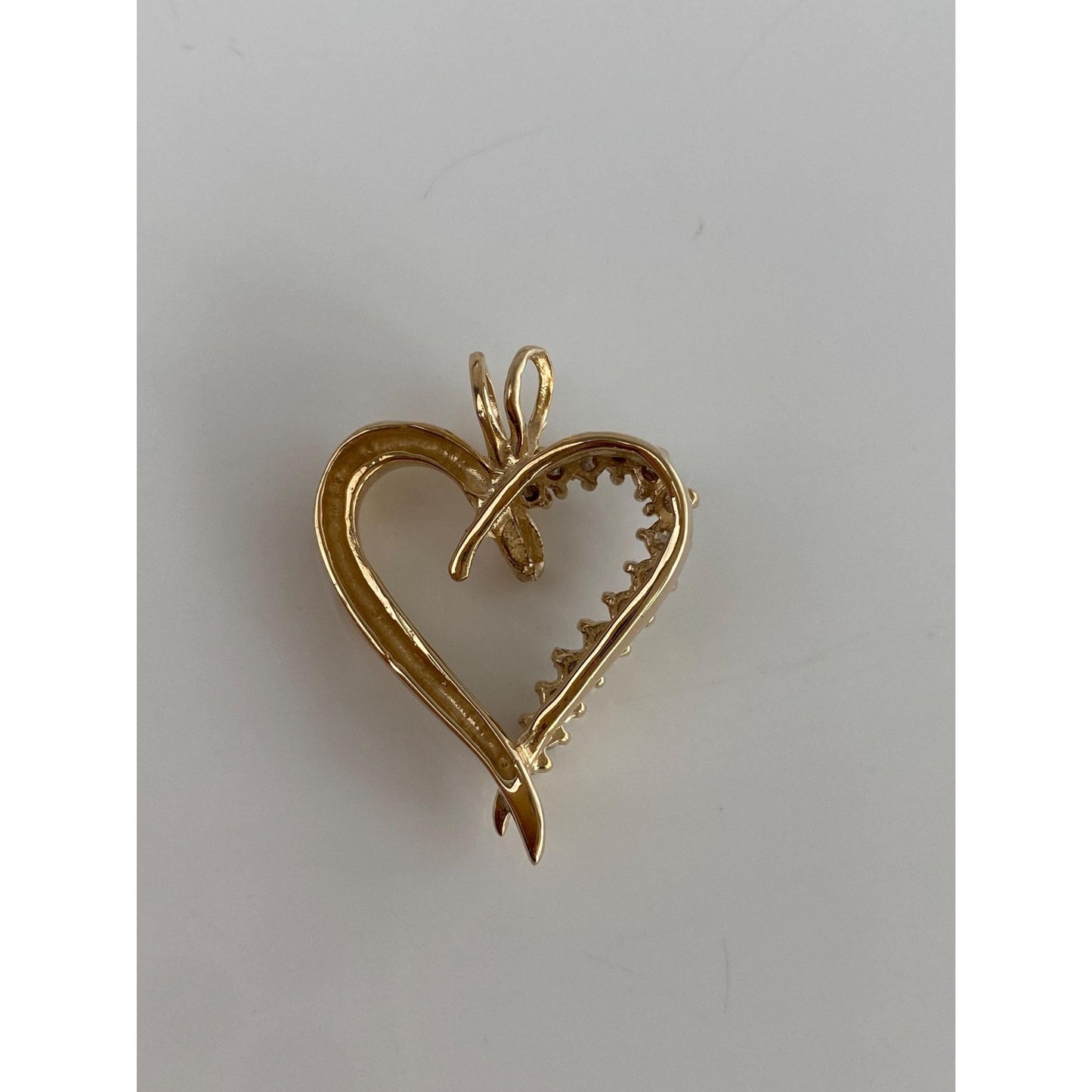 Solid 14k Yellow Gold Diamond Heart Charm