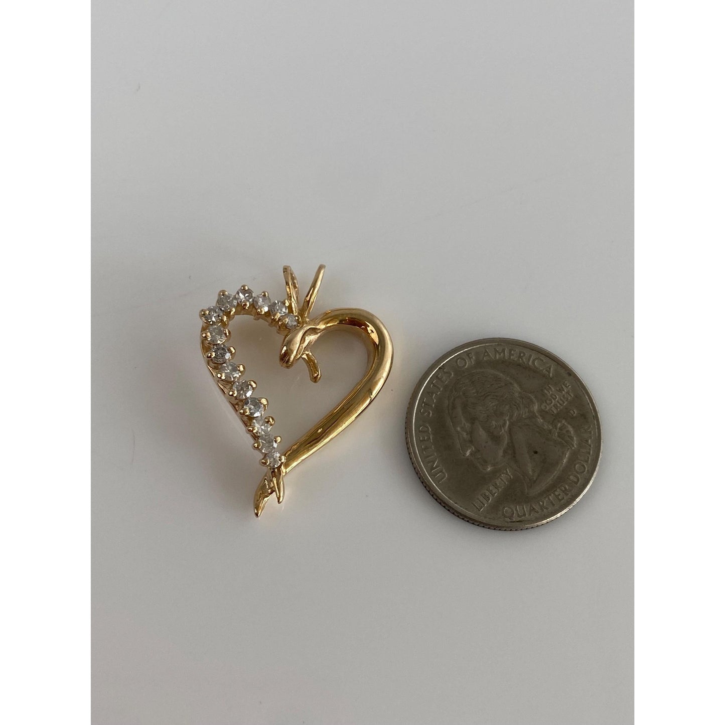Solid 14k Yellow Gold Diamond Heart Charm