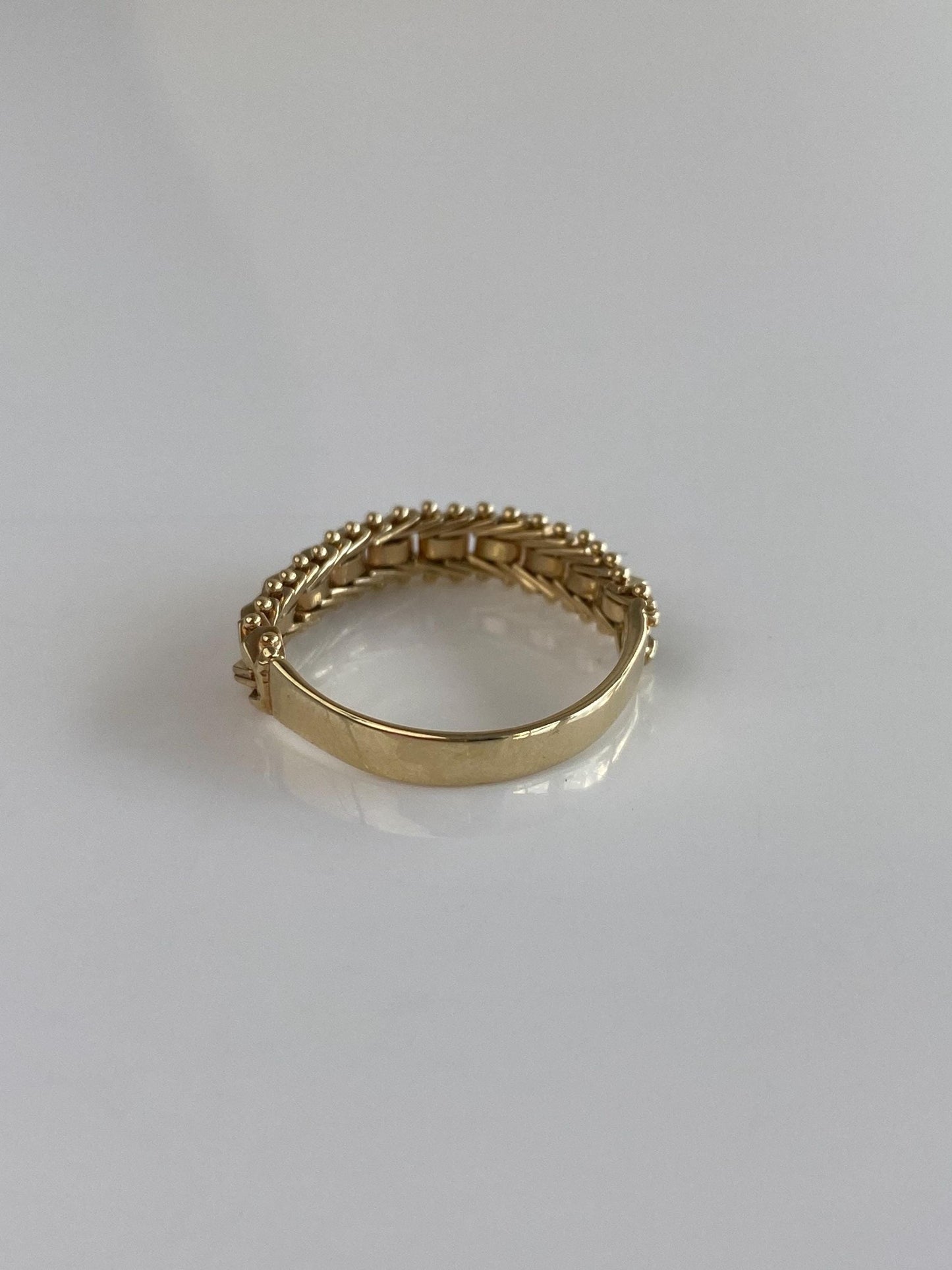 Vintage Solid 14k Yellow Gold Chain Mesh Ring Band - Size 8.75