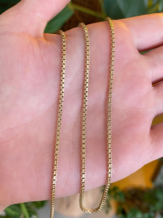 Vintage Solid 14k Yellow Gold Chunky Box Chain Necklace - 22 inches