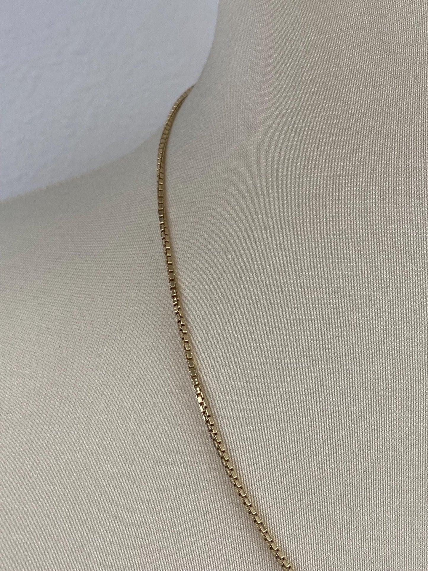 Vintage Solid 14k Yellow Gold Chunky Box Chain Necklace - 22 inches