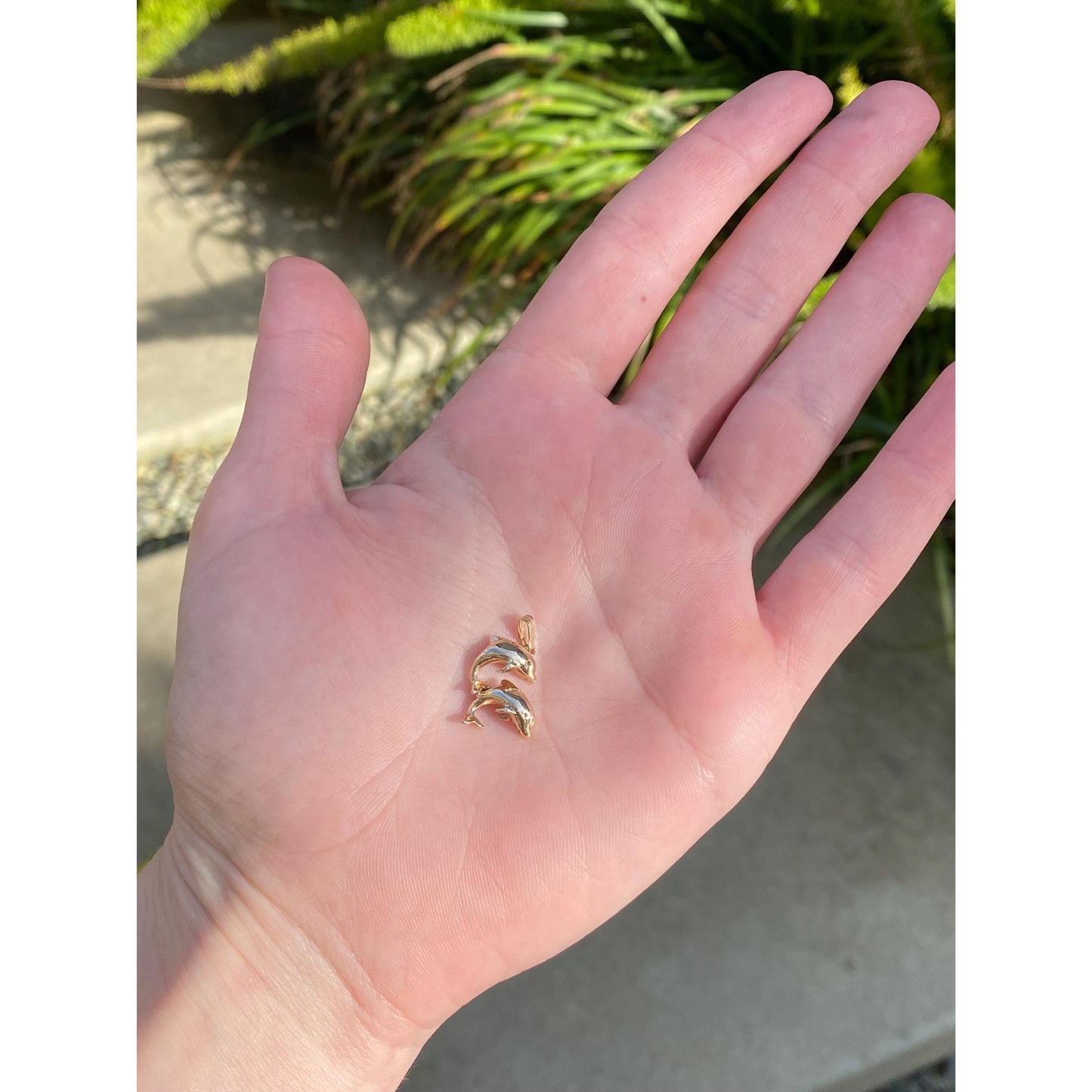 Vintage Solid 14k Yellow Gold Dolphins Charm