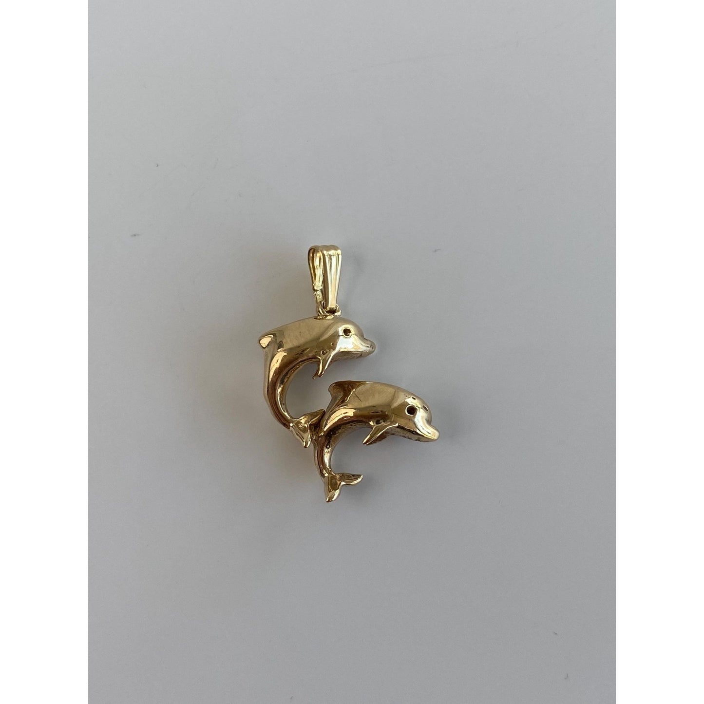 Vintage Solid 14k Yellow Gold Dolphins Charm