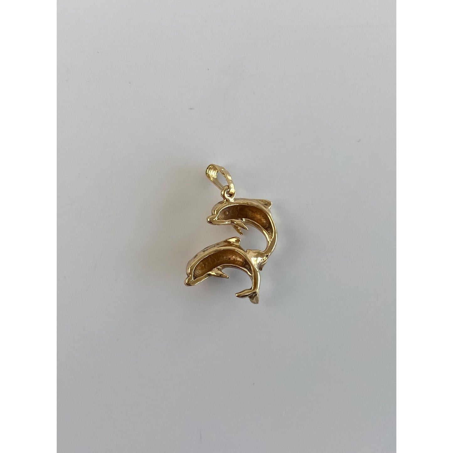 Vintage Solid 14k Yellow Gold Dolphins Charm