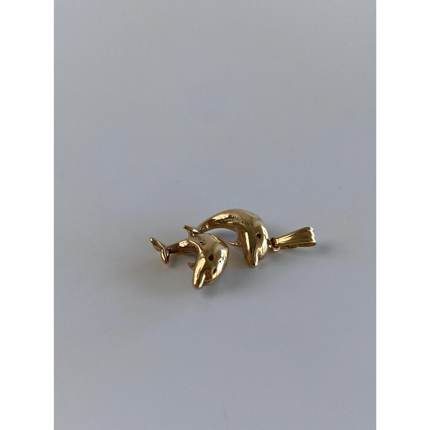 Vintage Solid 14k Yellow Gold Dolphins Charm