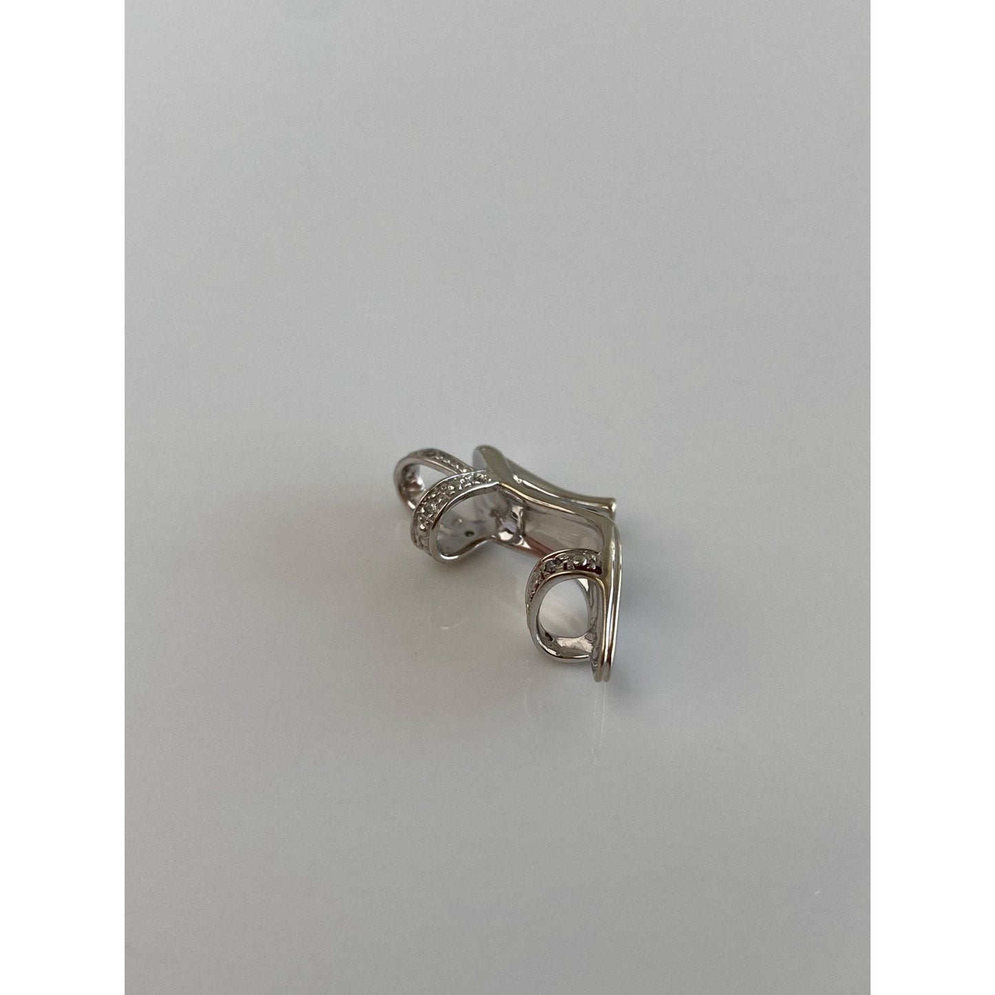 Vintage Solid 10k White Gold Diamond High Heel Charm