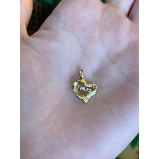 Vintage Solid 10k Yellow Gold Love Heart Charm