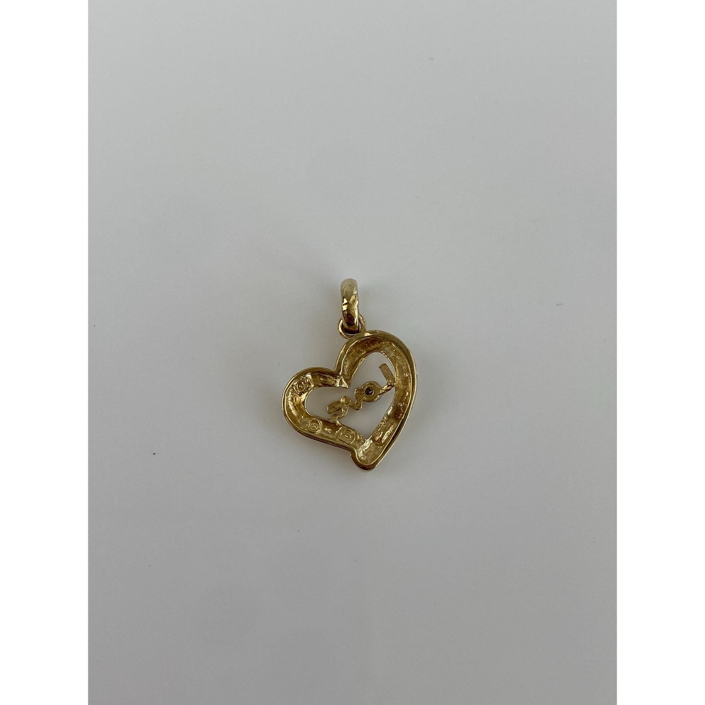 Vintage Solid 10k Yellow Gold Love Heart Charm