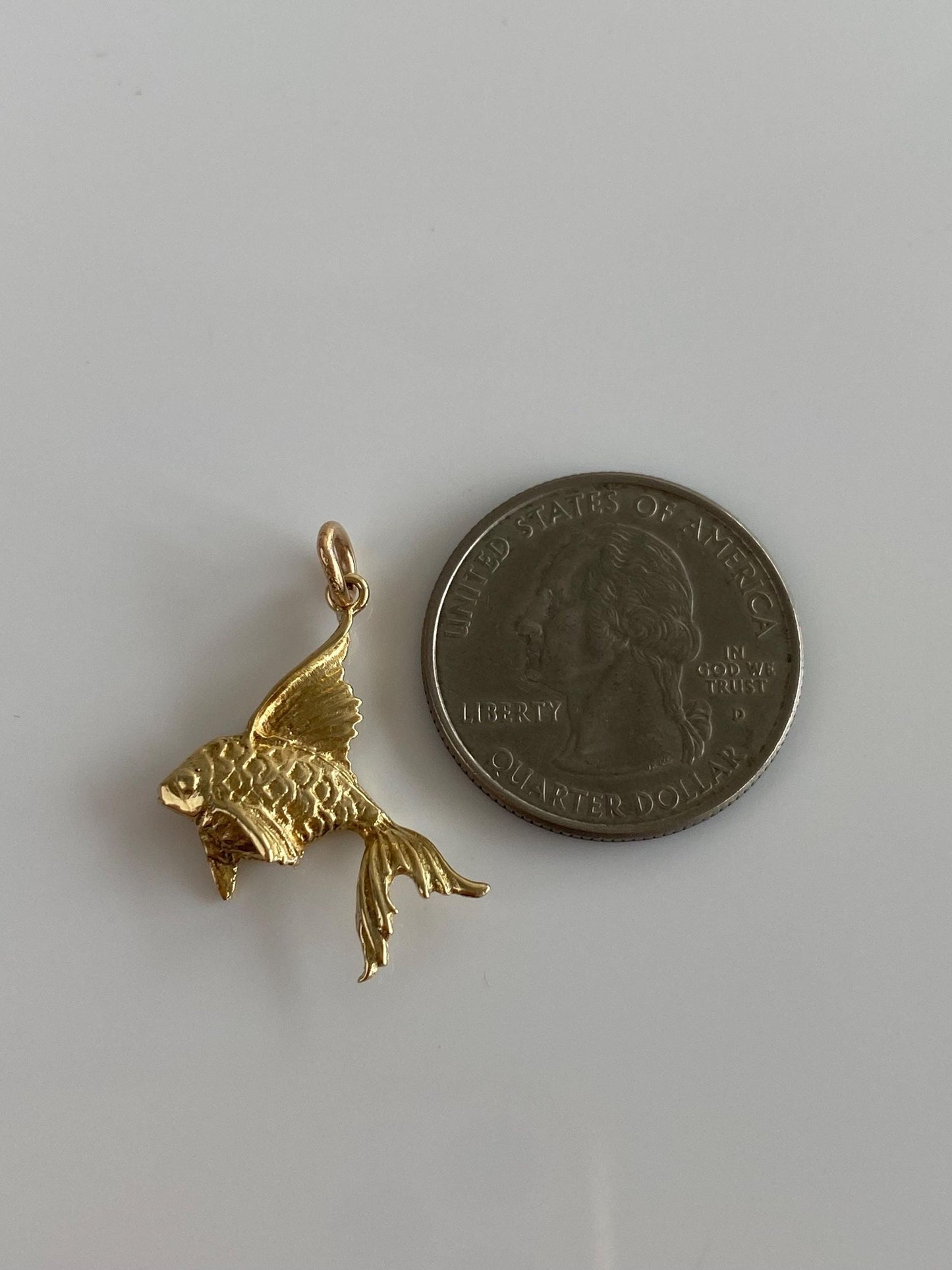 Vintage Solid 14k Yellow Gold Fish Charm