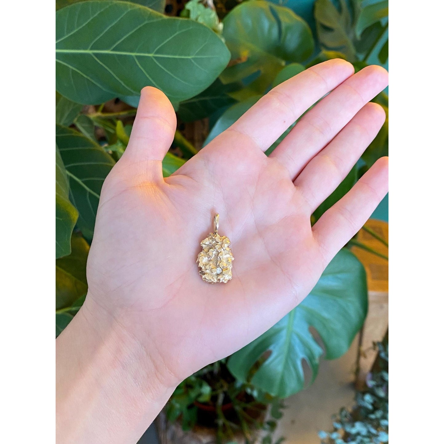 Vintage Solid 10k Yellow Gold Diamond Nugget Charm