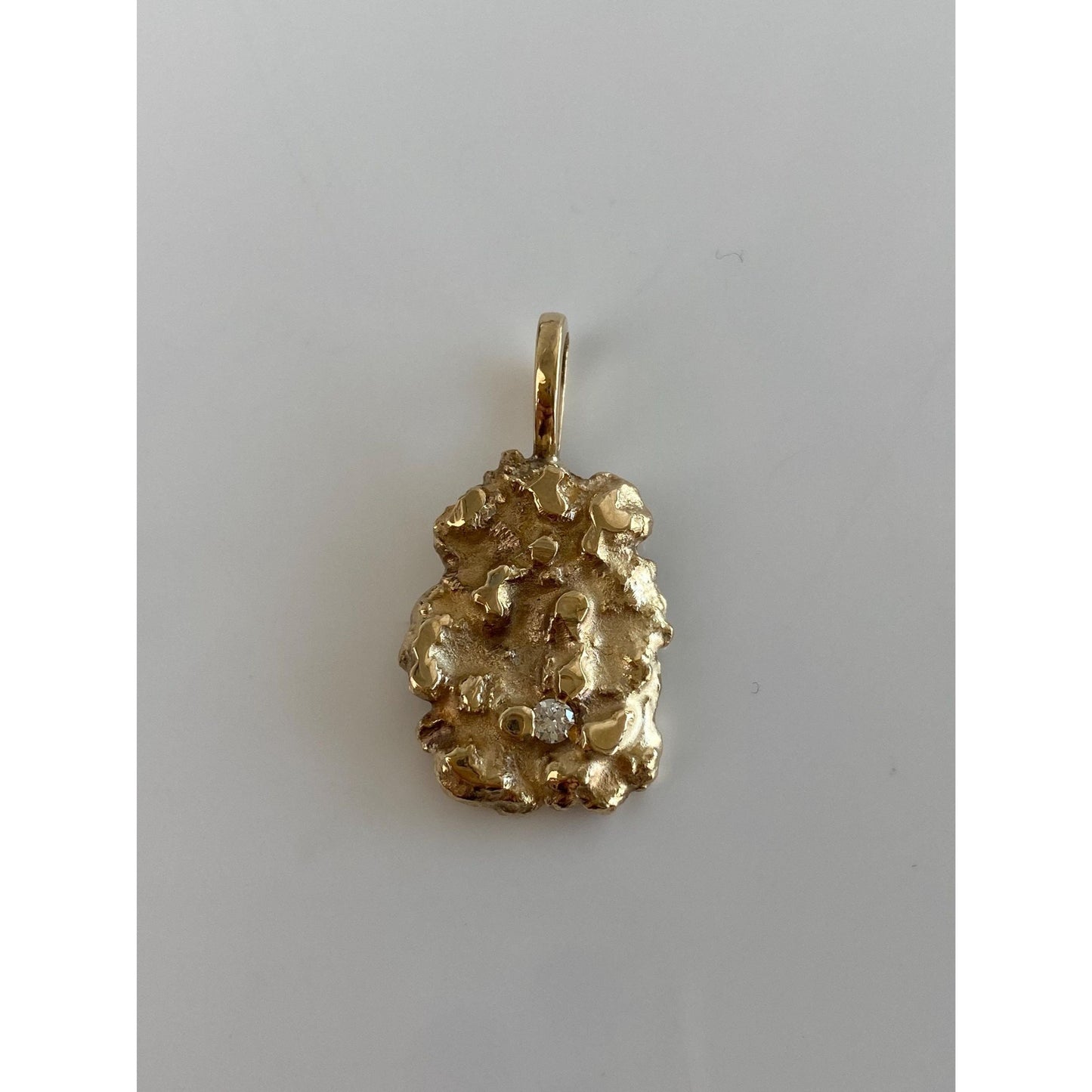 Vintage Solid 10k Yellow Gold Diamond Nugget Charm