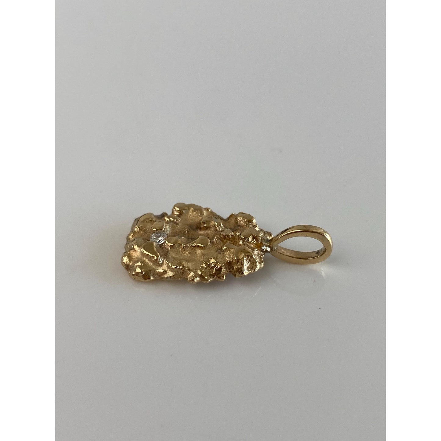 Vintage Solid 10k Yellow Gold Diamond Nugget Charm