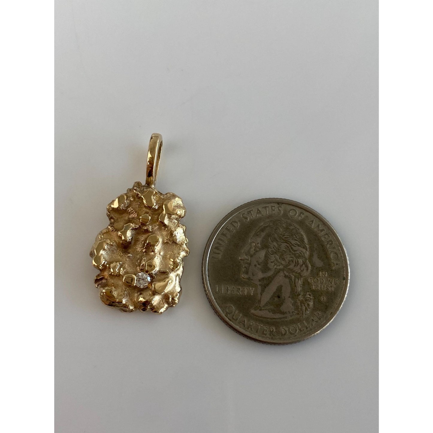 Vintage Solid 10k Yellow Gold Diamond Nugget Charm