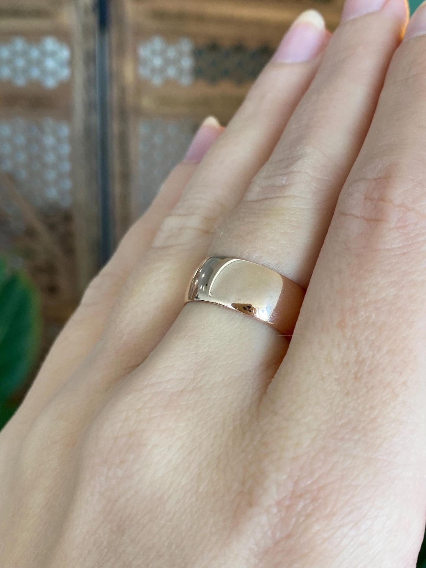 Vintage Solid 9k Rosey Gold Ring Band - Size 6.75