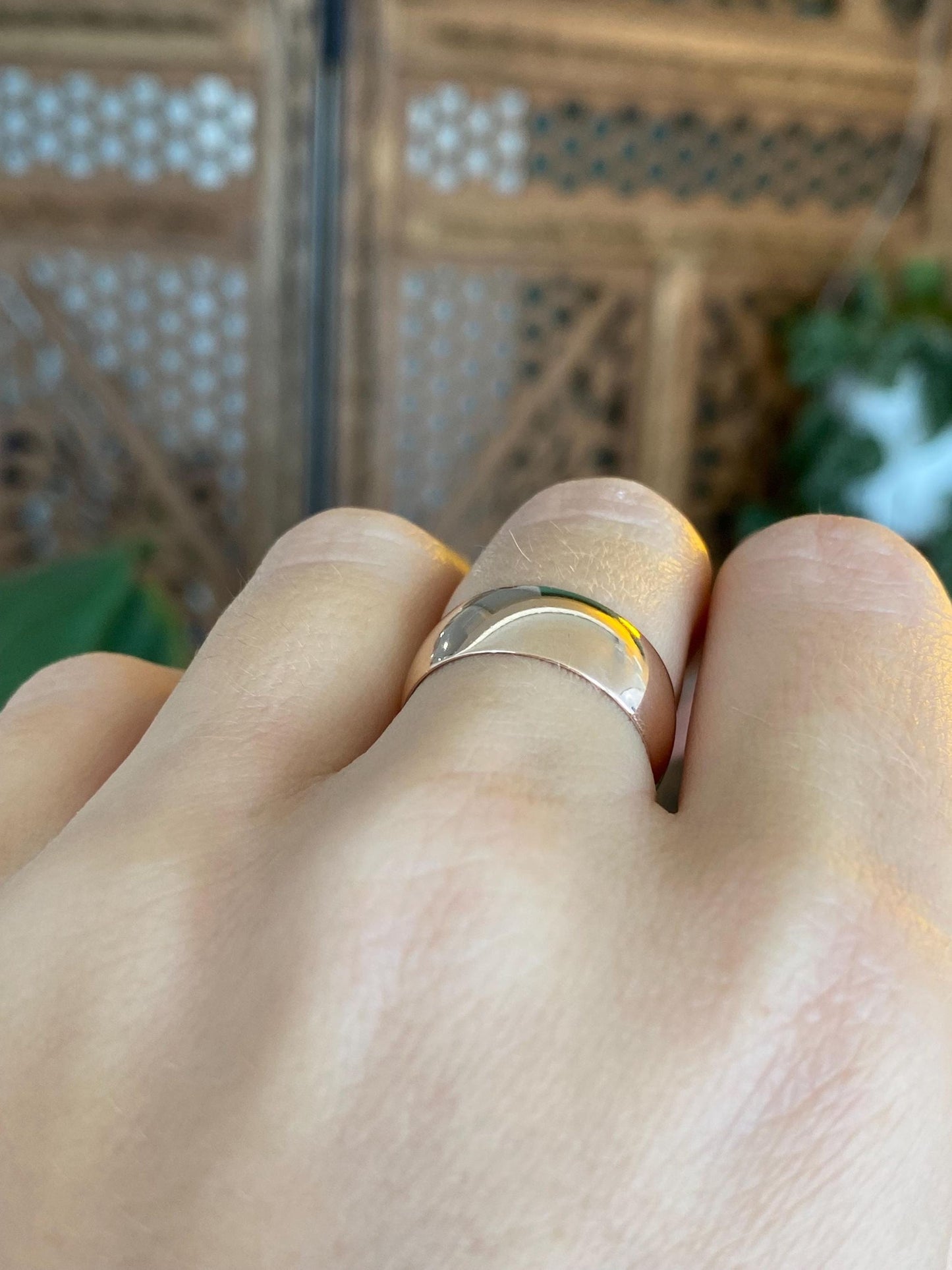 Vintage Solid 9k Rosey Gold Ring Band - Size 6.75