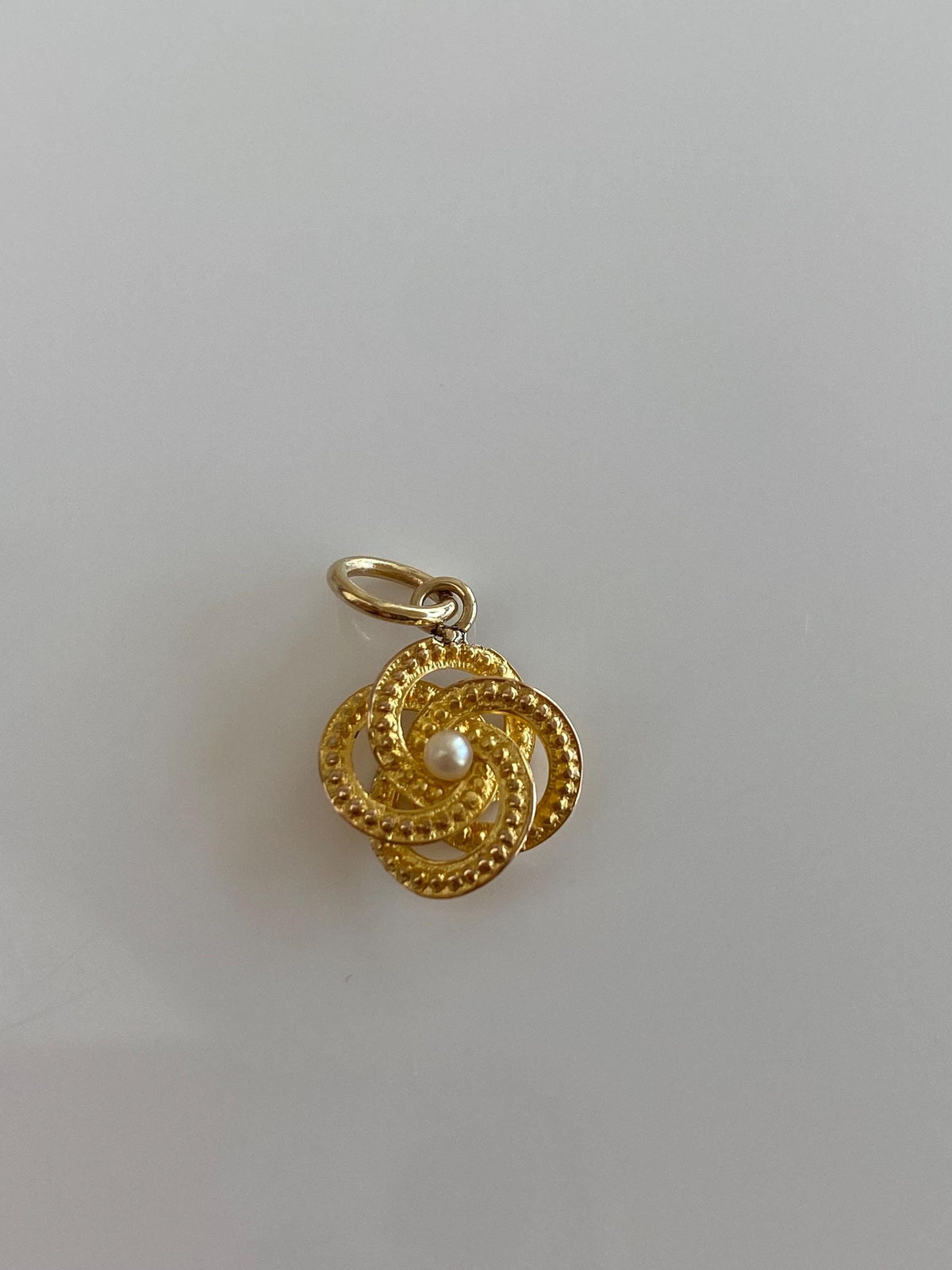 Vintage Solid 21k Yellow Gold Seed Pearl Designed Knot Stick Pin Conversion Charm