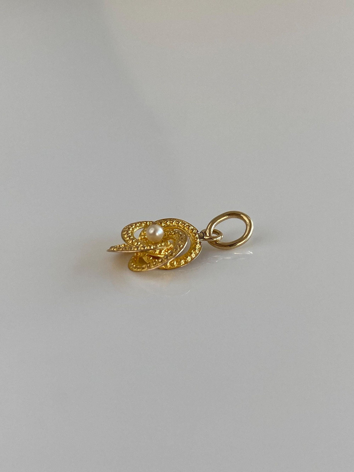 Vintage Solid 21k Yellow Gold Seed Pearl Designed Knot Stick Pin Conversion Charm