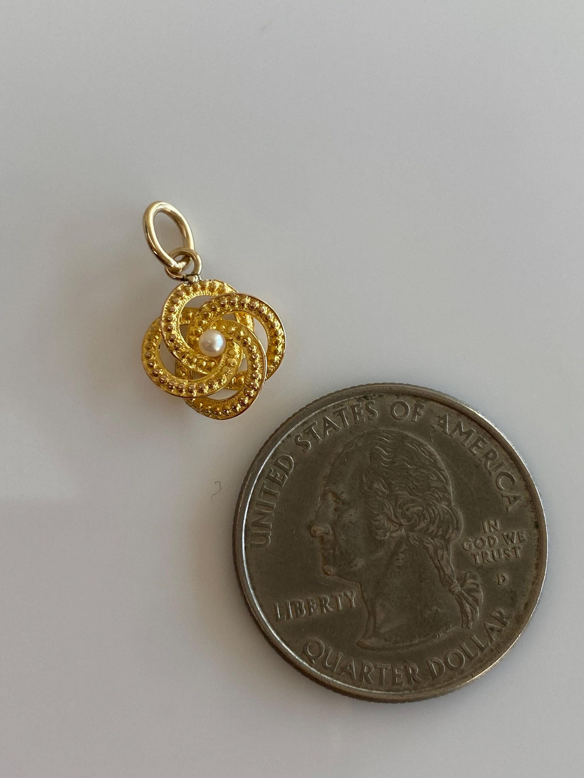 Vintage Solid 21k Yellow Gold Seed Pearl Designed Knot Stick Pin Conversion Charm