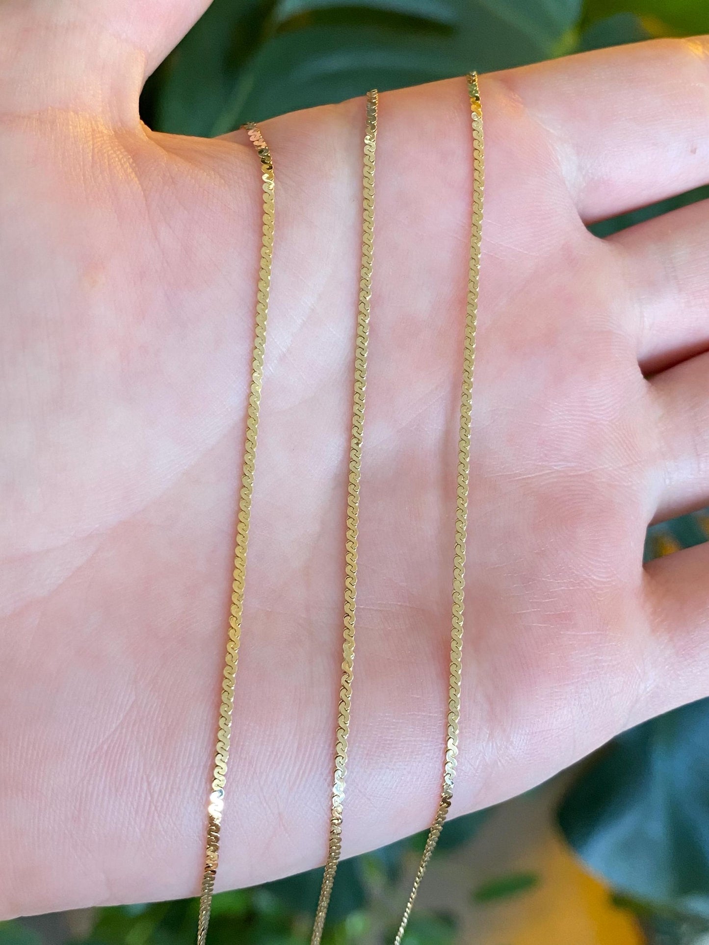 Vintage Solid 14k Yellow Gold Long Serpentine Chain Necklace - 24 inches