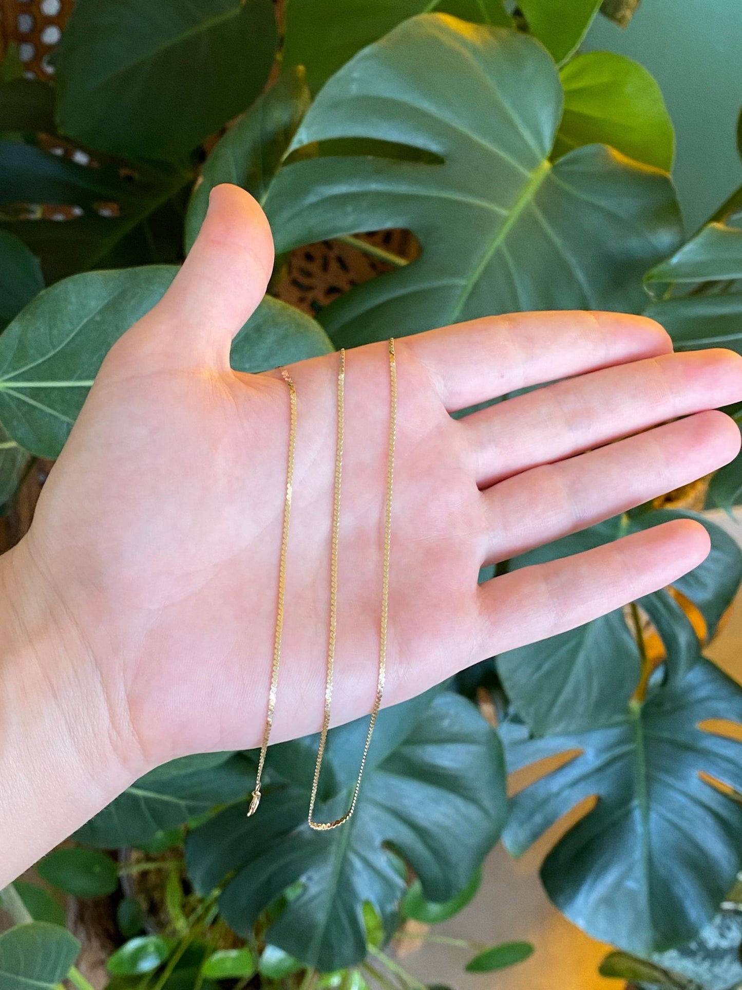 Vintage Solid 14k Yellow Gold Long Serpentine Chain Necklace - 24 inches