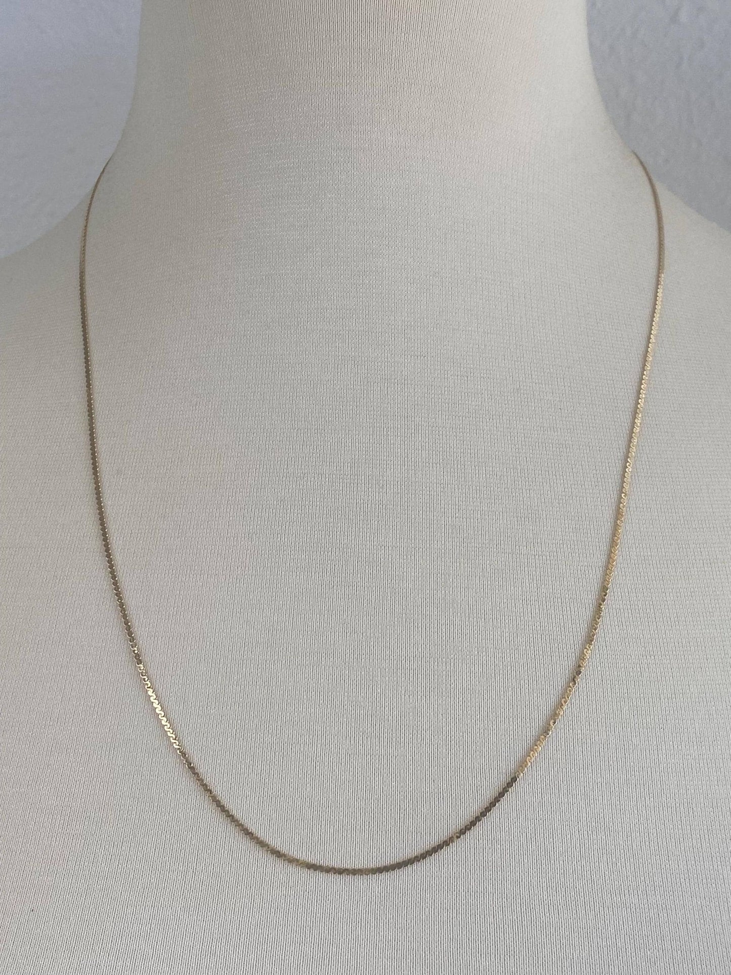 Vintage Solid 14k Yellow Gold Long Serpentine Chain Necklace - 24 inches