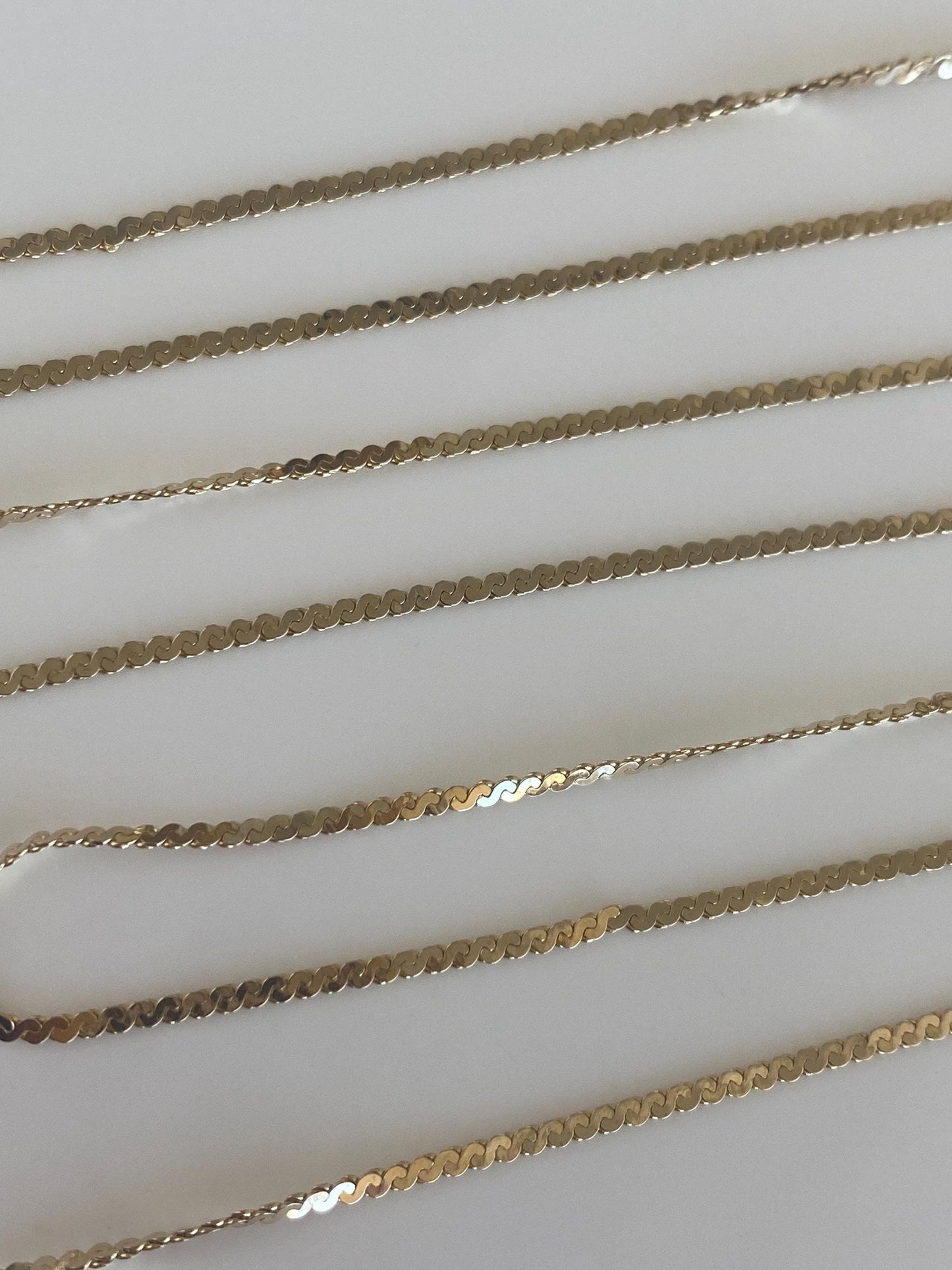 Vintage Solid 14k Yellow Gold Long Serpentine Chain Necklace - 24 inches