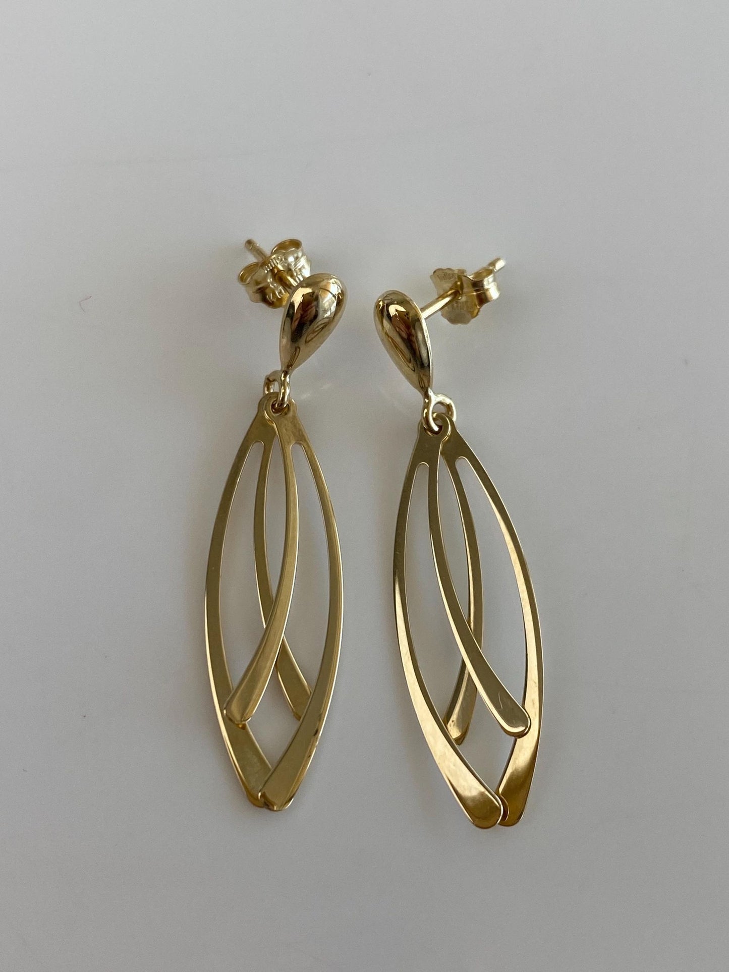 Vintage Solid 14k Yellow Gold Dangle Stud Earrings